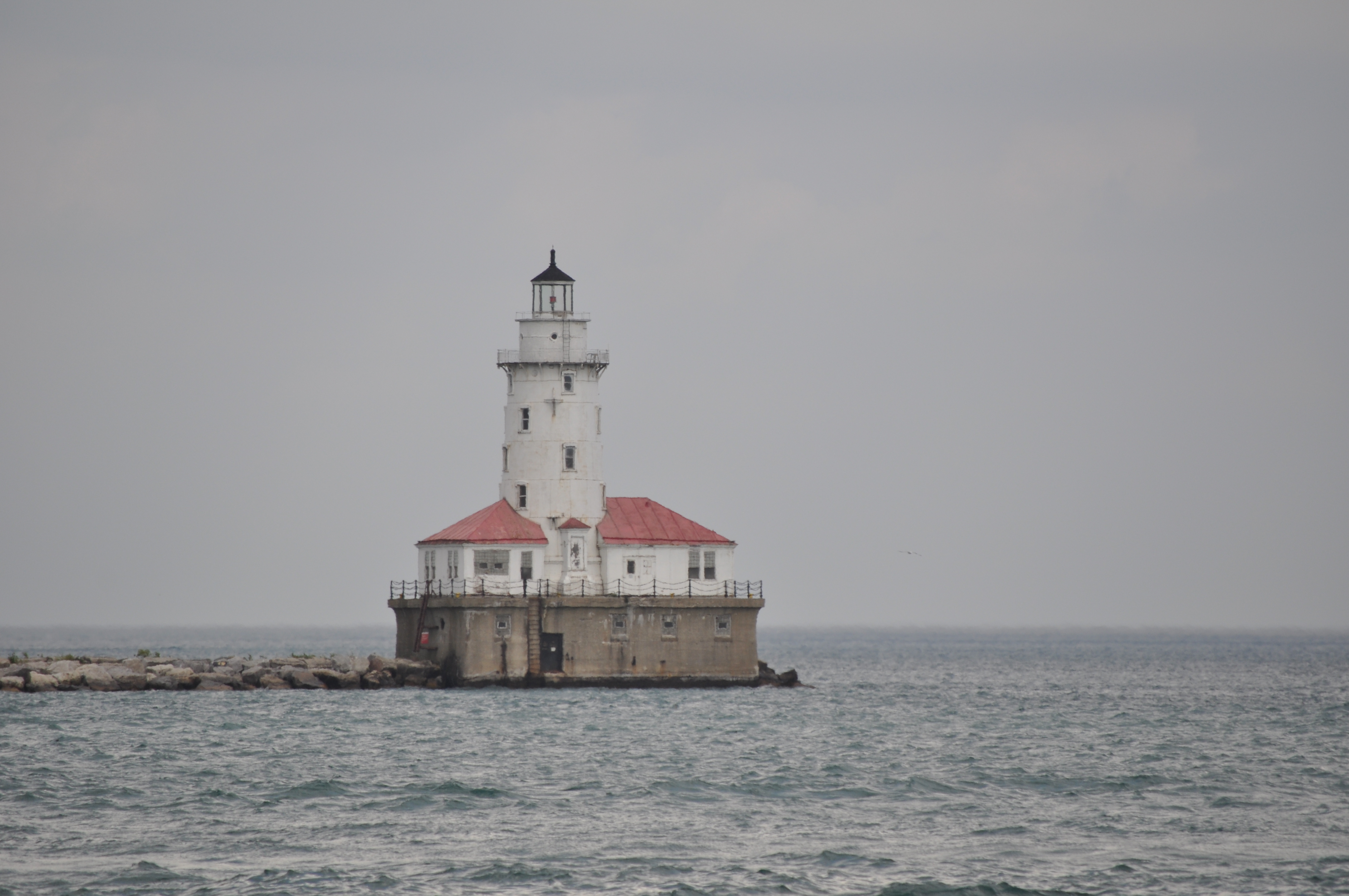 Lighthouse seen from Navy Pier in Chicago